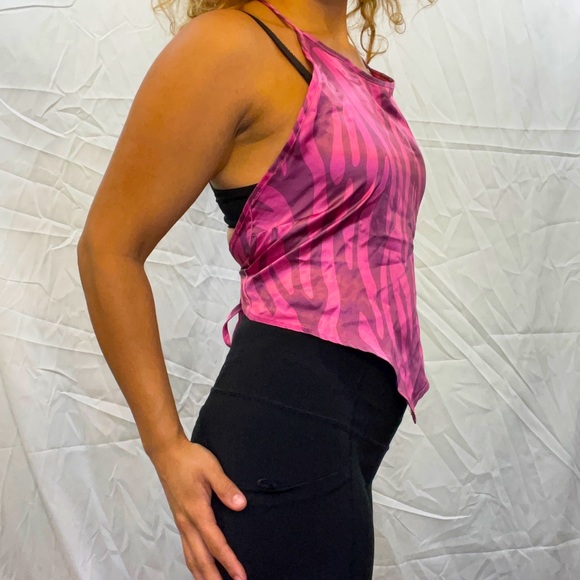 Zebra print tie silk material halter top 🦓 💓🌸 - Picture 3 of 5